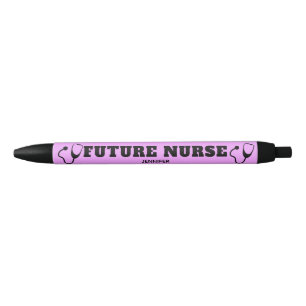 Stylo Noir Futur Infirmière Stethoscope Pastel Purple Nom