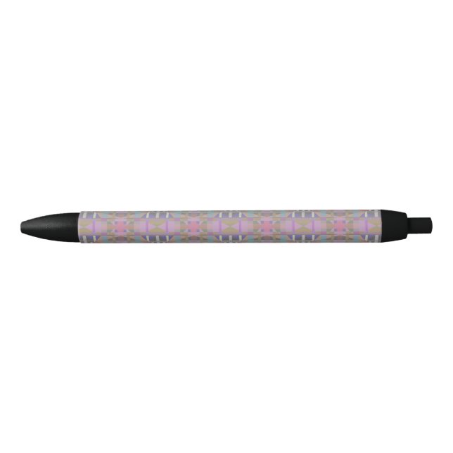 Stylo Noir Géométrique vert violet rose (Devant)