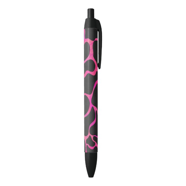Stylo Noir Giraffe rose chaude et noire (Bas (Vertical))