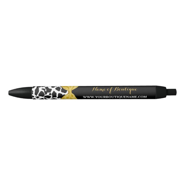 Stylo Noir Giraffe tendance Imprimer Boutique Bow Jaune Promo (Devant)