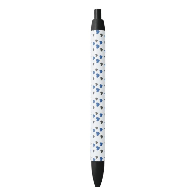 Stylo Noir Gliding Hearts - Bleu et Gris  (devant Vertical)