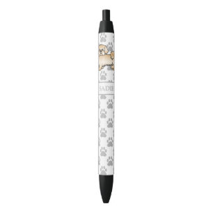 Stylo Noir Gold Shih Tzu Cute Cartoon Chien & Nom