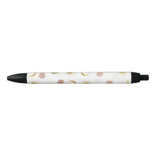 Stylo Noir Gold Sun Moon Planètes Space Illustration blanche