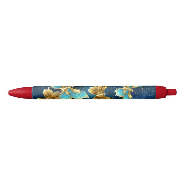 Stylo Noir Golden butterflies (Devant)
