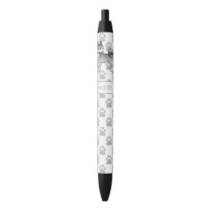 Stylo Noir Gray Et Blanc Alaskan Klee Kai Cute Chien & Nom