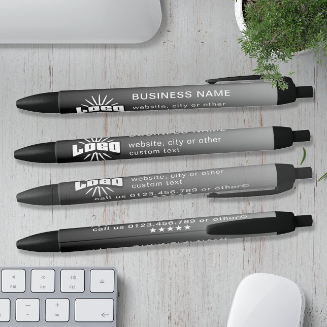 Stylo Noir Gray Nom du logo Entreprise Marque Personnalisée (Créateur téléchargé)