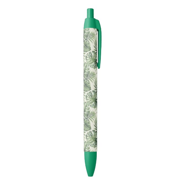 Stylo Noir Green Tropical Palm Feuille Motif (Bas (Vertical))