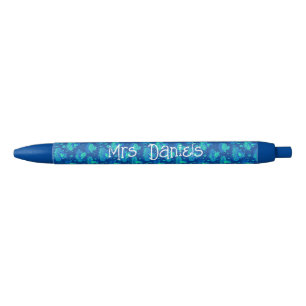 Stylo Noir Grenouille bleue et verte personnalisée