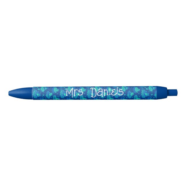 Stylo Noir Grenouille bleue et verte personnalisée (Devant)