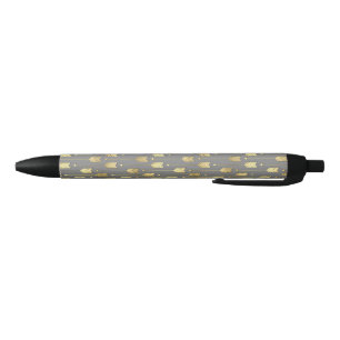 Stylo Noir Gris et motif de flèches d'or de Faux