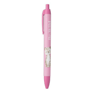 Stylo Noir Guépard de safari animal sauvage rose