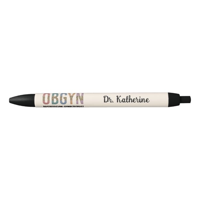 Stylo Noir Gynécologue obstétricien OBGYN personnalisé (Devant)