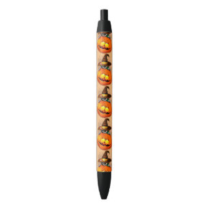 Stylo Noir Halloween Cute Kitty Witch et ami Citrouille