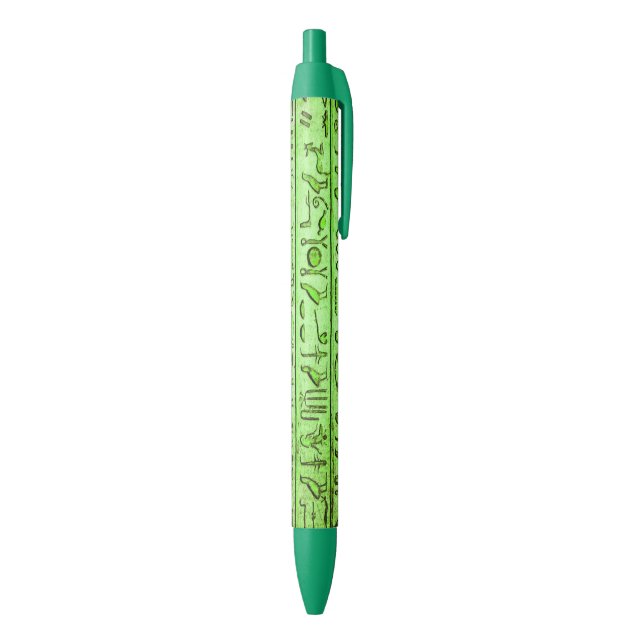 Stylo Noir Hiéroglyphes égyptiens anciens Vert (Bas (Vertical))