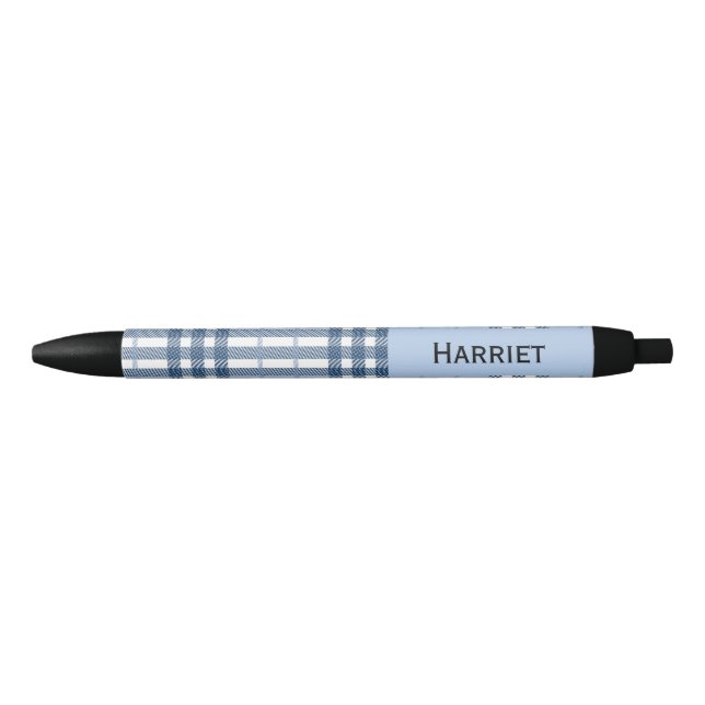 Stylo Noir Highland Blue Plaid Custom Name  (Devant)