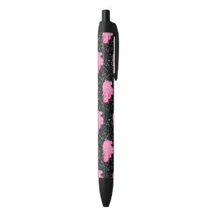 Stylo Noir Hippopotame rose Cute Hippopotame souriant