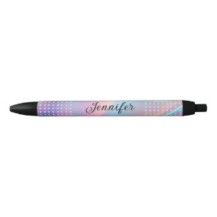 Stylo Noir holographique pois personnalisées et élégantes
