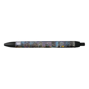 Stylo Noir Horizon de ville de Miami avec le pont la nuit