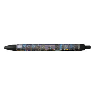Stylo Noir Horizon de ville de Miami avec le pont la nuit