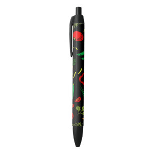 Stylo Noir Icônes végétales colorées