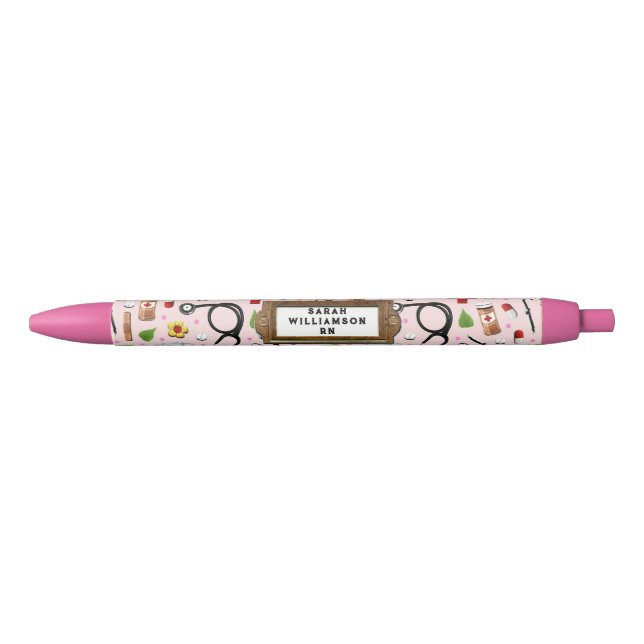 Stylo Noir Idées Cadeau Infirmière personnalisée (Devant)