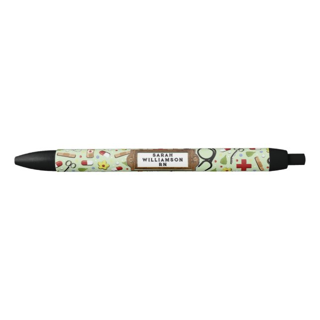 Stylo Noir Idées Cadeau Infirmière personnalisée (Devant)