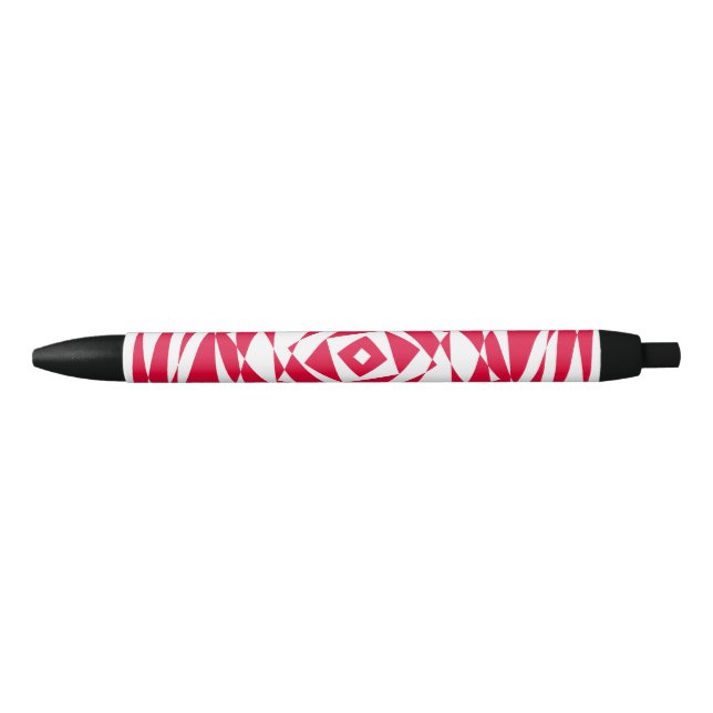 Stylo Noir Illusion abstraite rouge blanc (Devant)