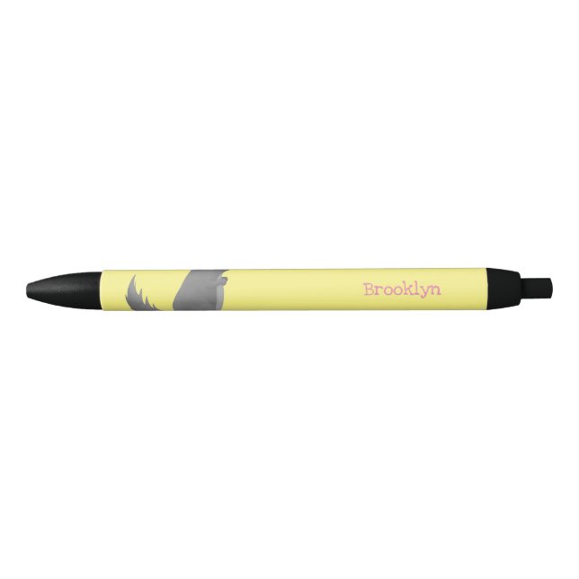 Stylo Noir Illustration de chinchilla gris mignon (Devant)