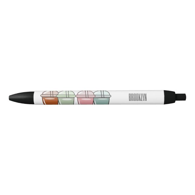 Stylo Noir Illustration de dessin animé pour le thé de bulle (Devant)