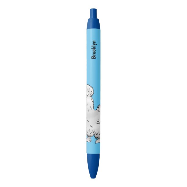 Stylo Noir Illustration de la caricature du poulet Silkie (devant Vertical)