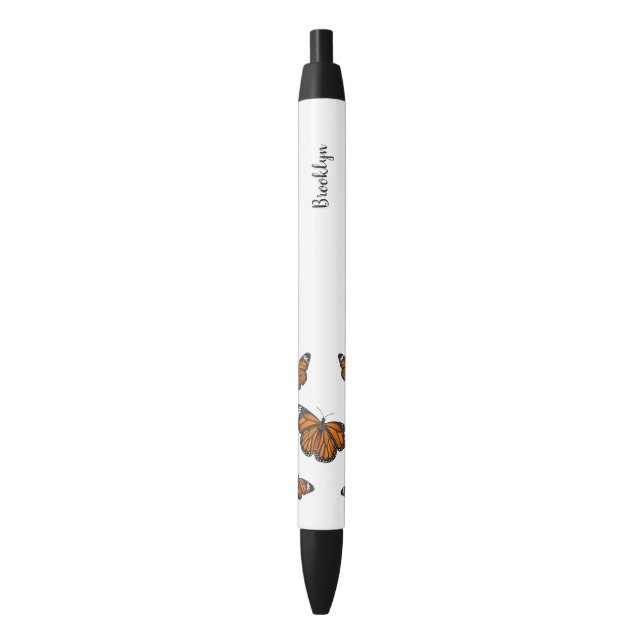Stylo Noir Illustration de papillon monarque (devant Vertical)