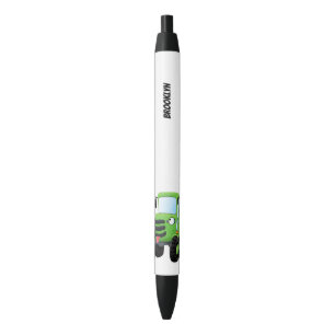 Stylo Noir Illustration du joli joyeux tracteur agricole vert
