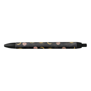 Stylo Noir Illustration Gold Sun Moon Planètes Space