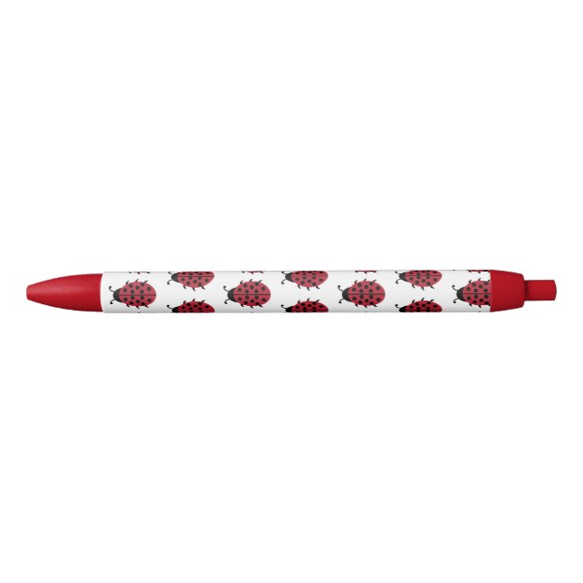 Stylo Noir Image du Motif Red and Black Ladybug (Devant)