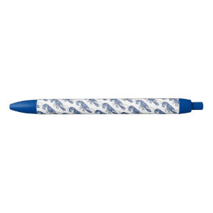Stylo Noir Image Rétro Vintage Homard Bleu
