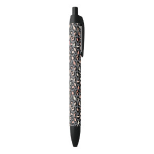 Stylo Noir Impression Animale Taches de Léopard Noir Rose Ani