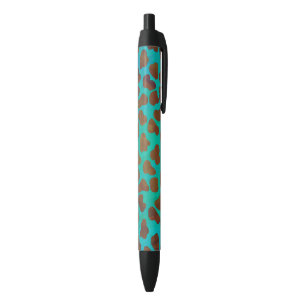 Stylo Noir Impression Brown et Turquoise dalmate