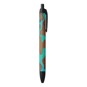 Stylo Noir Impression Brown et Turquoise de vache