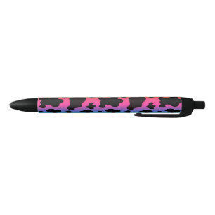 Stylo Noir Impression de vache arc-en-ciel