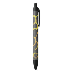 Stylo Noir Impression Giraffe noir et jaune