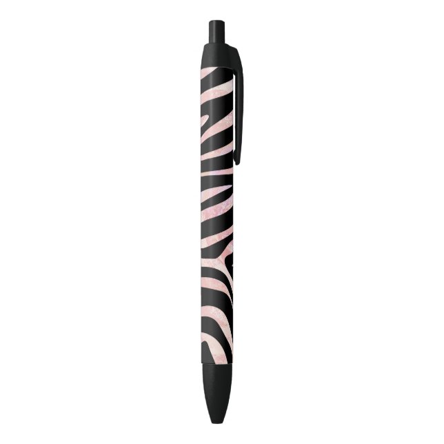 Stylo Noir Impression noire et rose Zebra (Bas (Vertical))