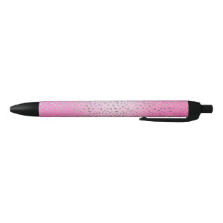 Stylo Noir Imprimé Guépard Rose Pailleté