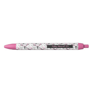 Stylo Noir Infirmière de stéthoscope| Nom du Motif Dr EKG