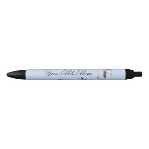 Stylo Noir Initiale florale élégante I
