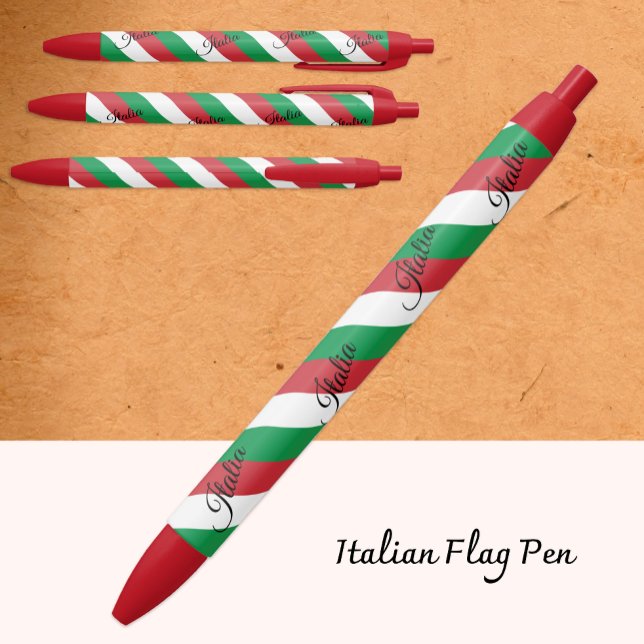 Stylo Noir Italie Stylo, Drapeau italien école / bureau (Créateur téléchargé)