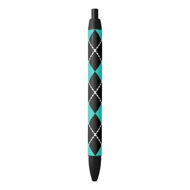 Stylo Noir Jacquard Cool rétro Turquoise Écriture stylet cade (devant Vertical)