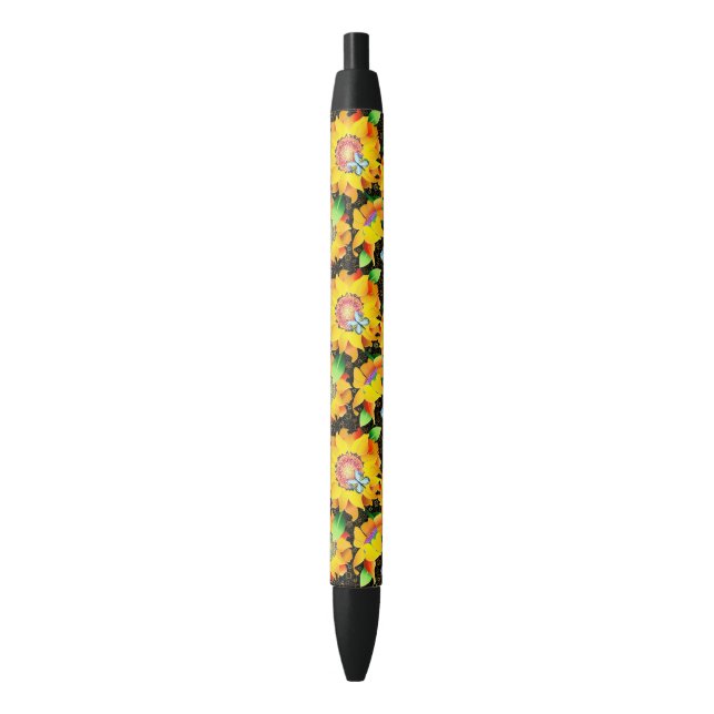 Stylo Noir Jardin des papillons de tournesol (devant Vertical)