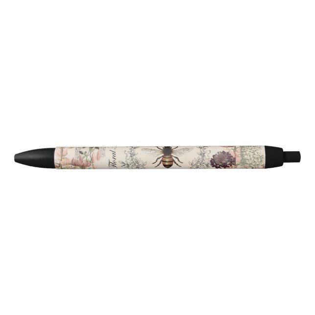 Stylo Noir Jardin français vintage moderne d'abeille (Devant)