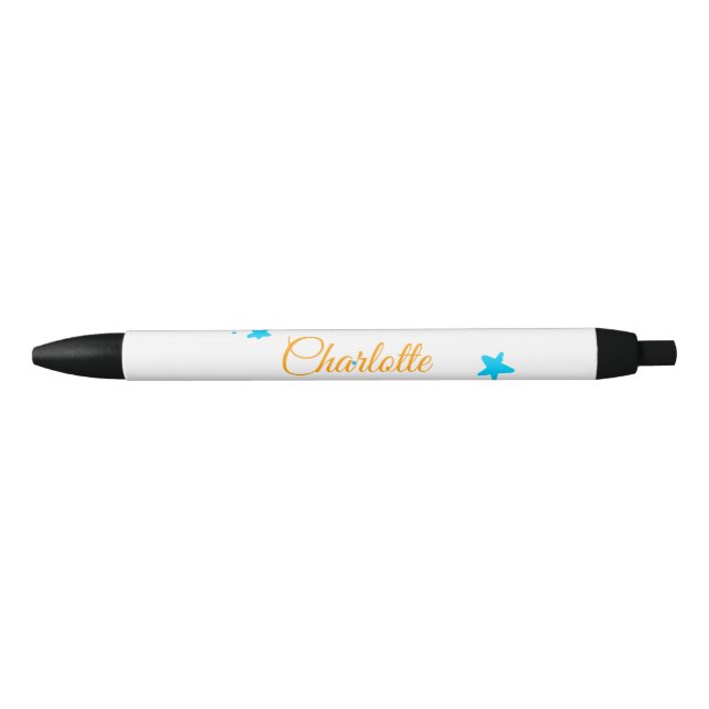Stylo Noir Jaune soleil bleu étoiles heureux anniversaire ajo (Devant)