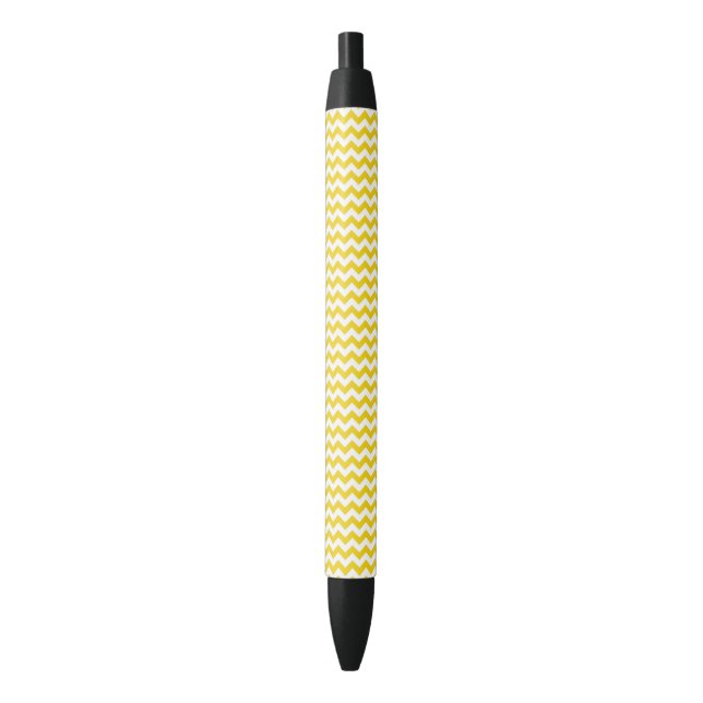 Stylo Noir Jaune Zigzag, Jaune Chevron, Motif géométrique (devant Vertical)